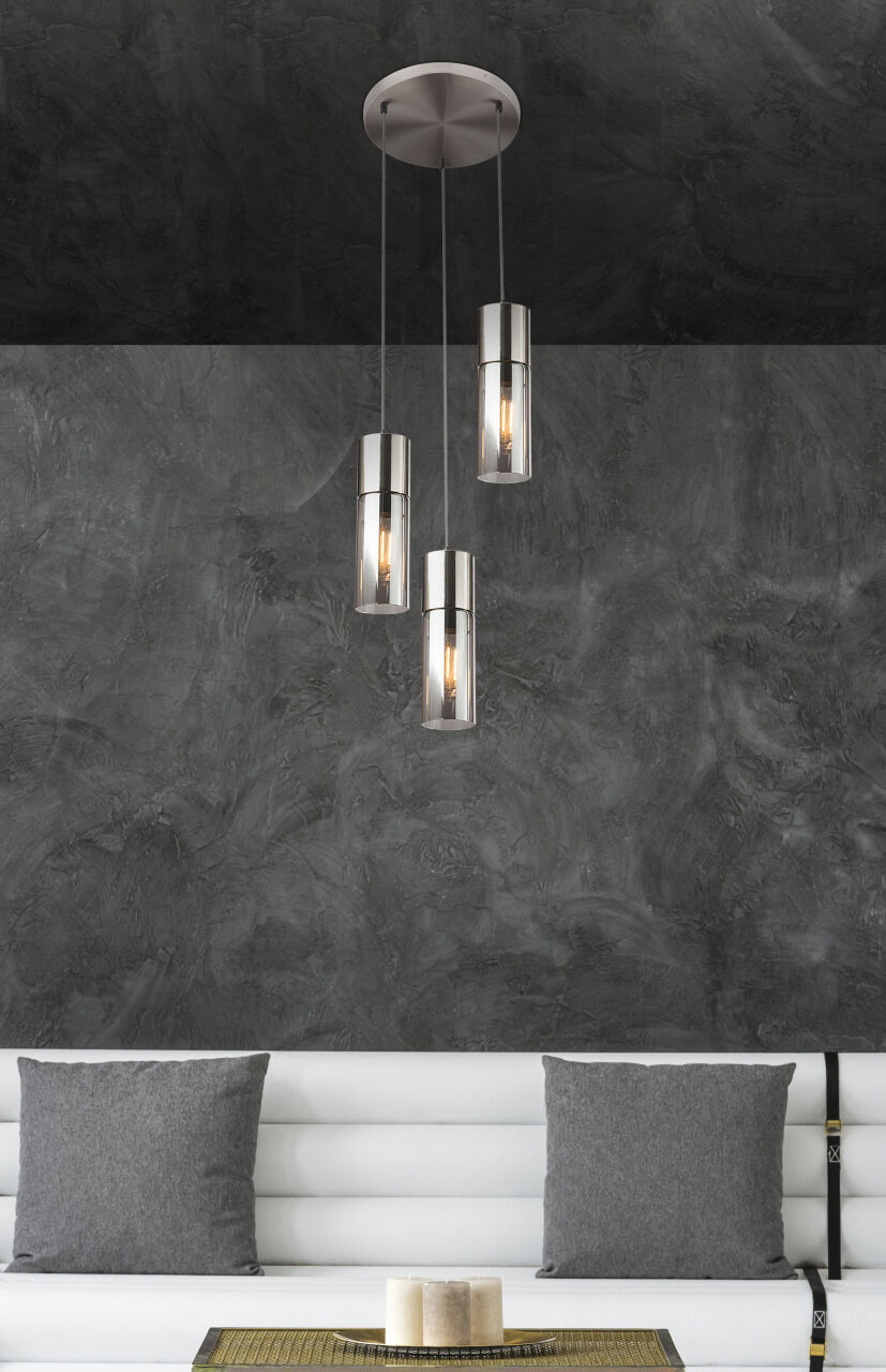Globo Lighting - ANNIKA - Hängeleuchte Metall Nickel matt, 3x E27