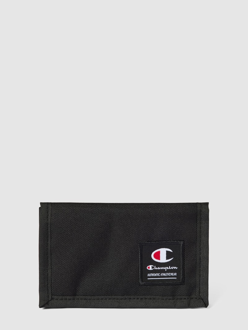 Portemonnaie mit Label-Patch in schwarz