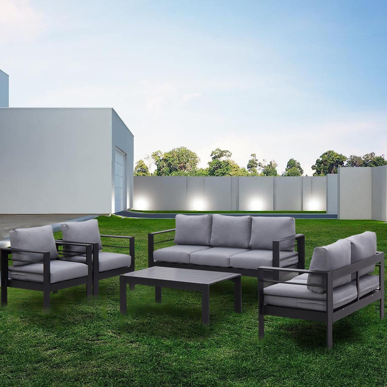 MeXo von GLP HOME Loungeset Gartenmöbel set sale aus Aluminium, Gartenlounge Set für 4-7 Personen, (Spar-Set, Essgruppe 4-5-tlg., 1x3er-Sofa, 1x2er-Sofa, 2xEinzelsessel, 1xTisch)