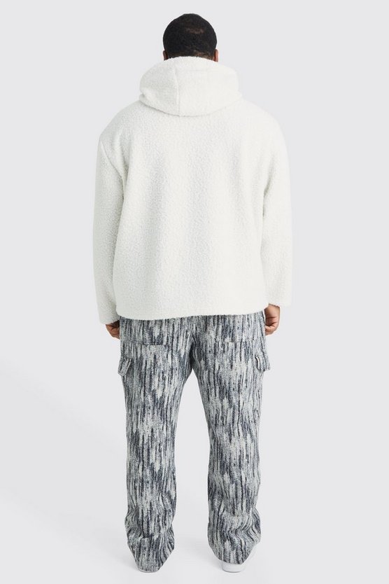 Plus kastiger Oversize Bouclee Borg-Hoodie