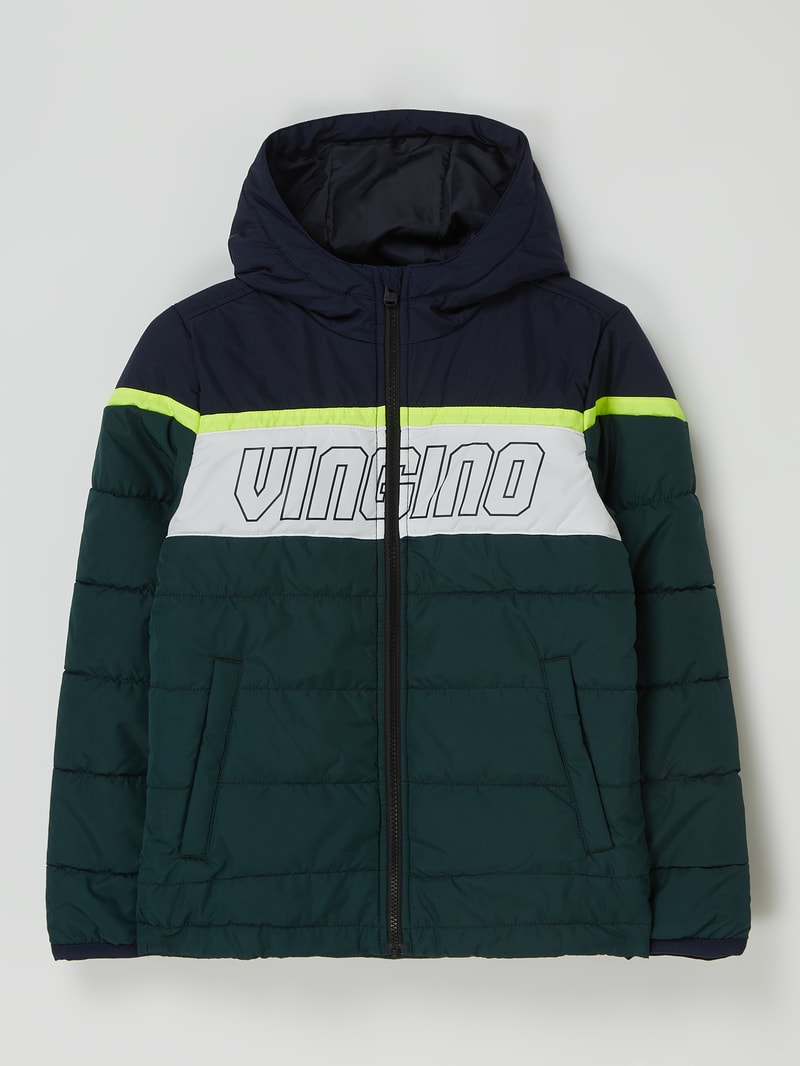 Steppjacke mit Kapuze Modell 'Tisomos' in dunkelgrün