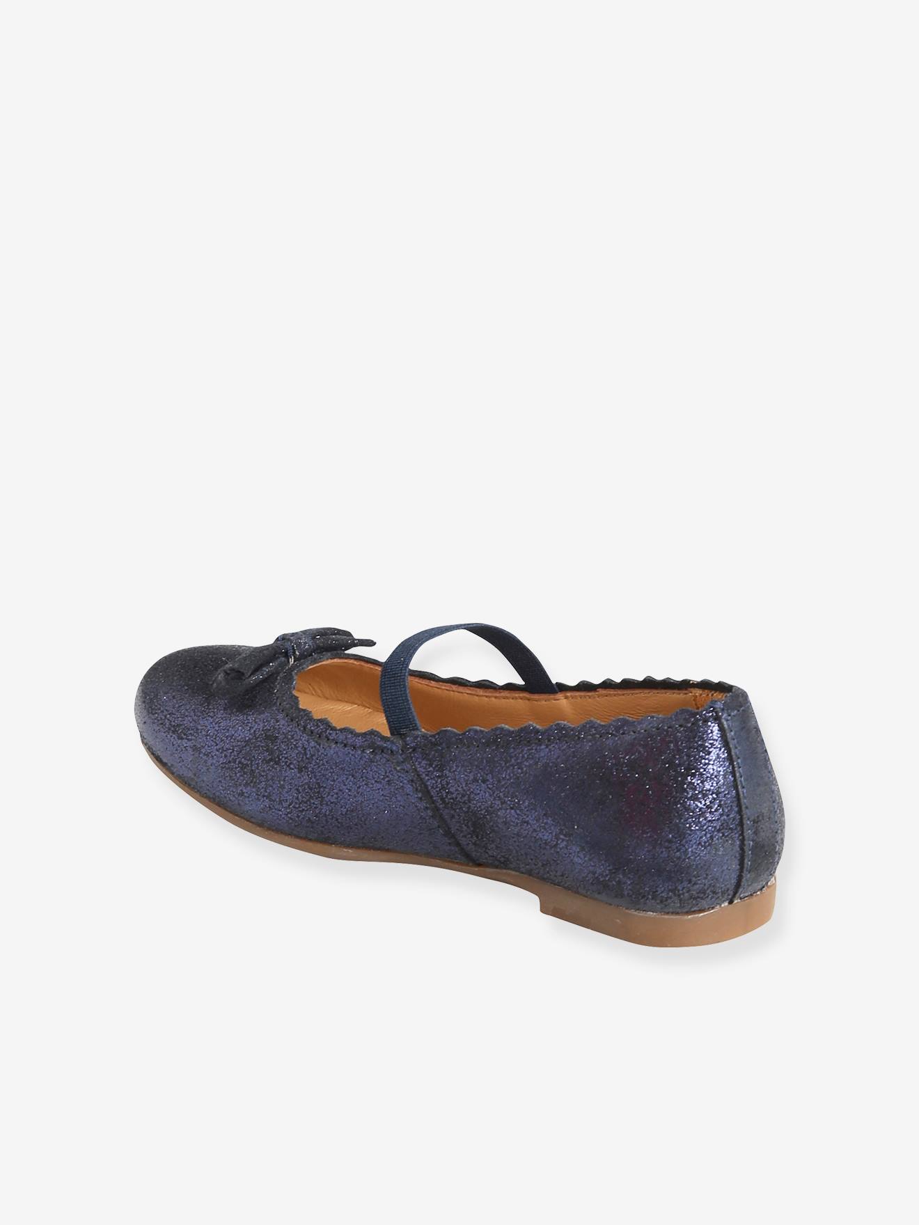Ballerines cuir fille beige metallisé