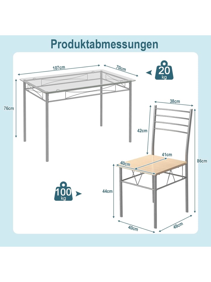 COSTWAY 5 tlg. Set Esstisch in Beige günstig kaufen onesize
