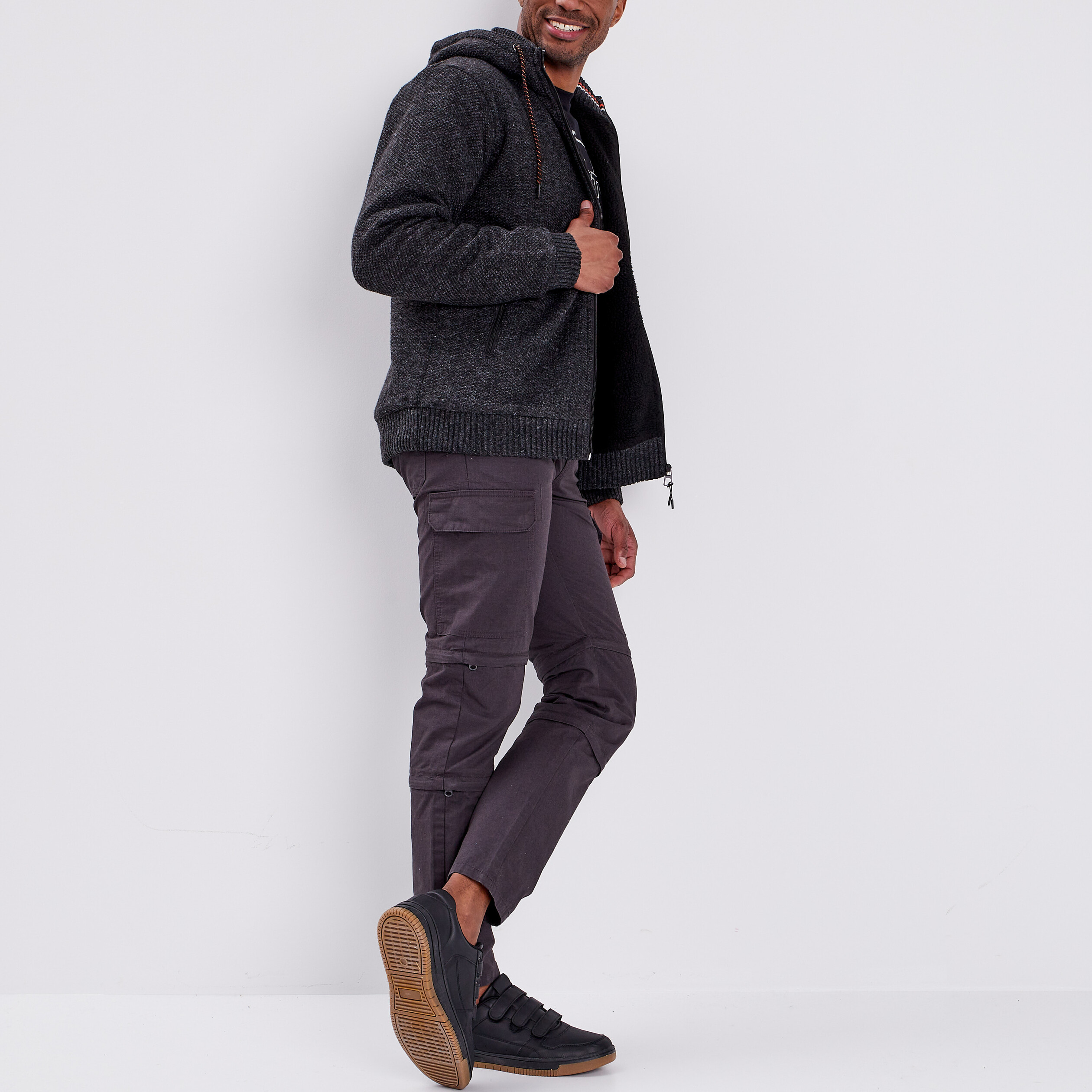 Gilet zippé à capuche Trappeur gris foncé homme | La Halle