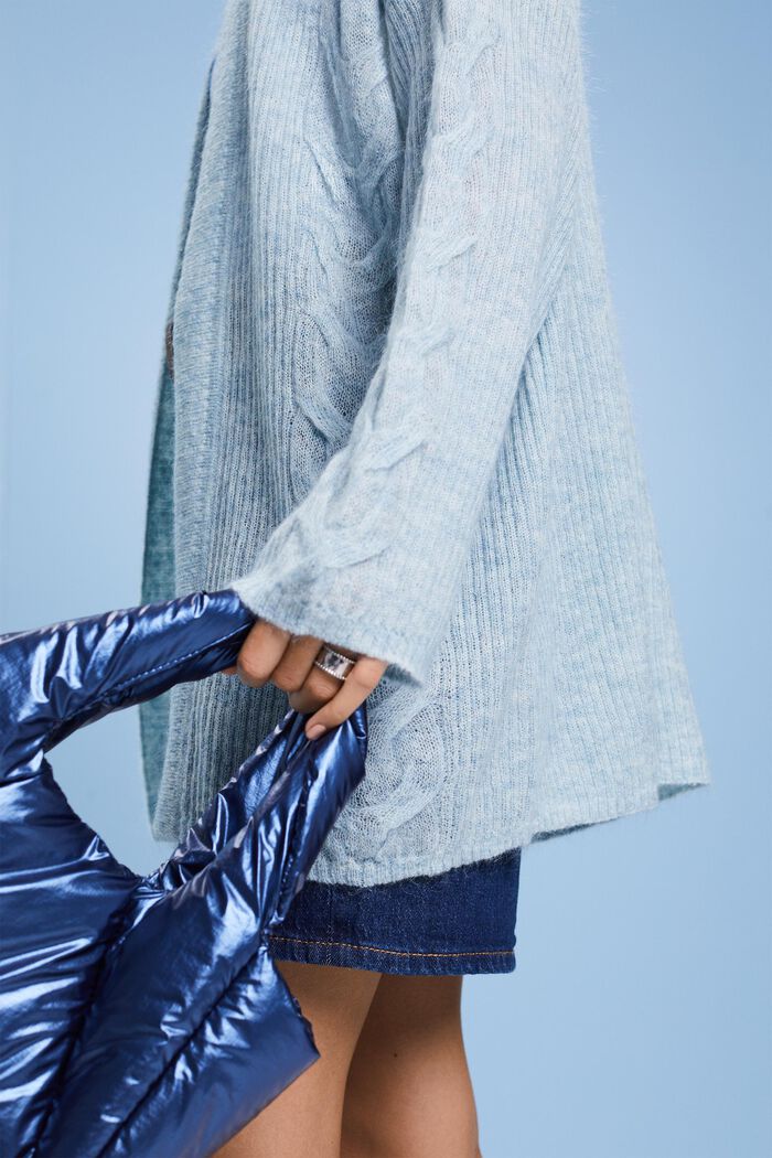 Zopfstrick-Cardigan aus Mohair-Mix