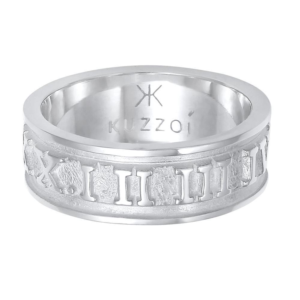 KUZZOI KUZZOI Bague Bague pour homme Chiffres romains Tendance solide oxydée en argent s Bague