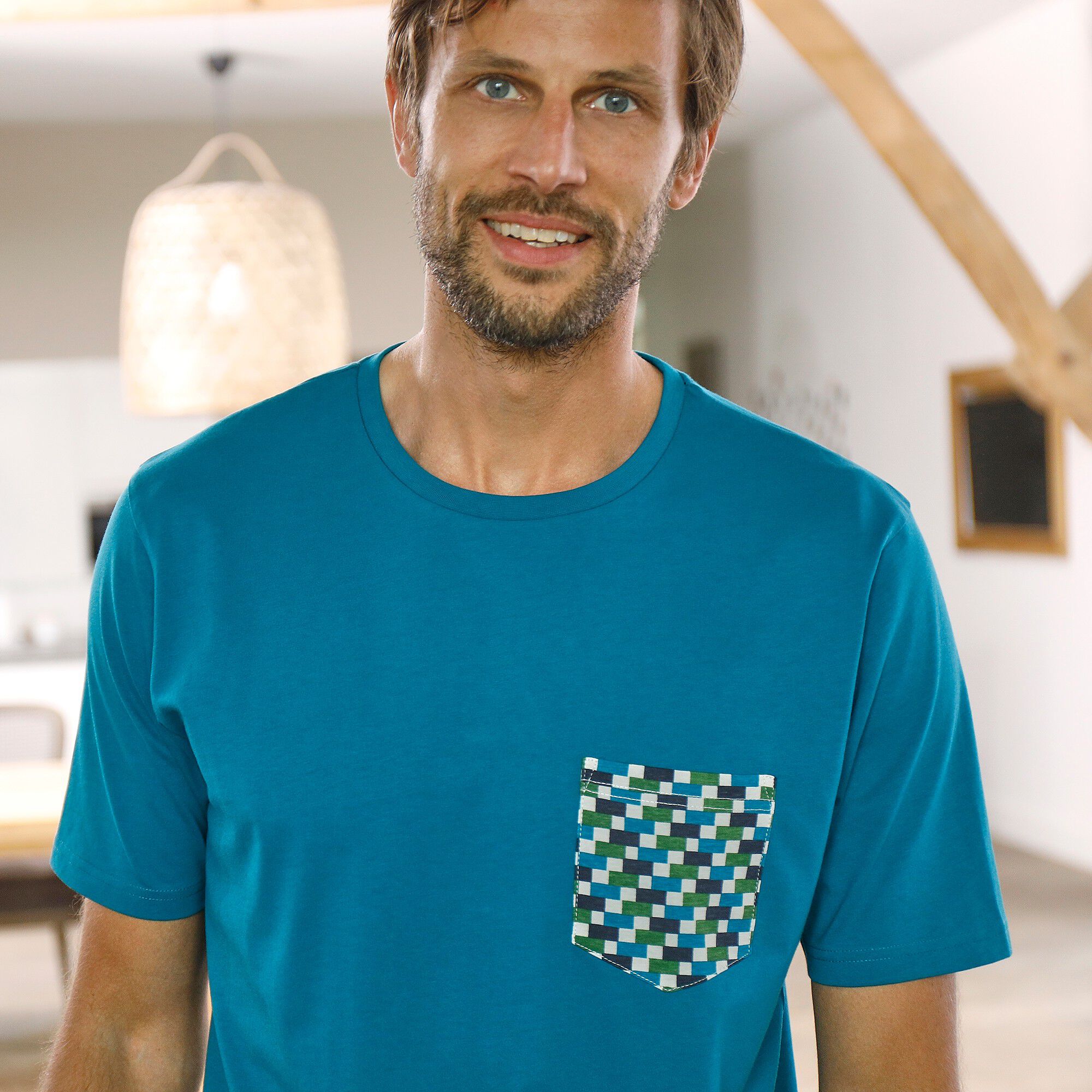 Tee-shirt pyjama manches courtes bleu canard