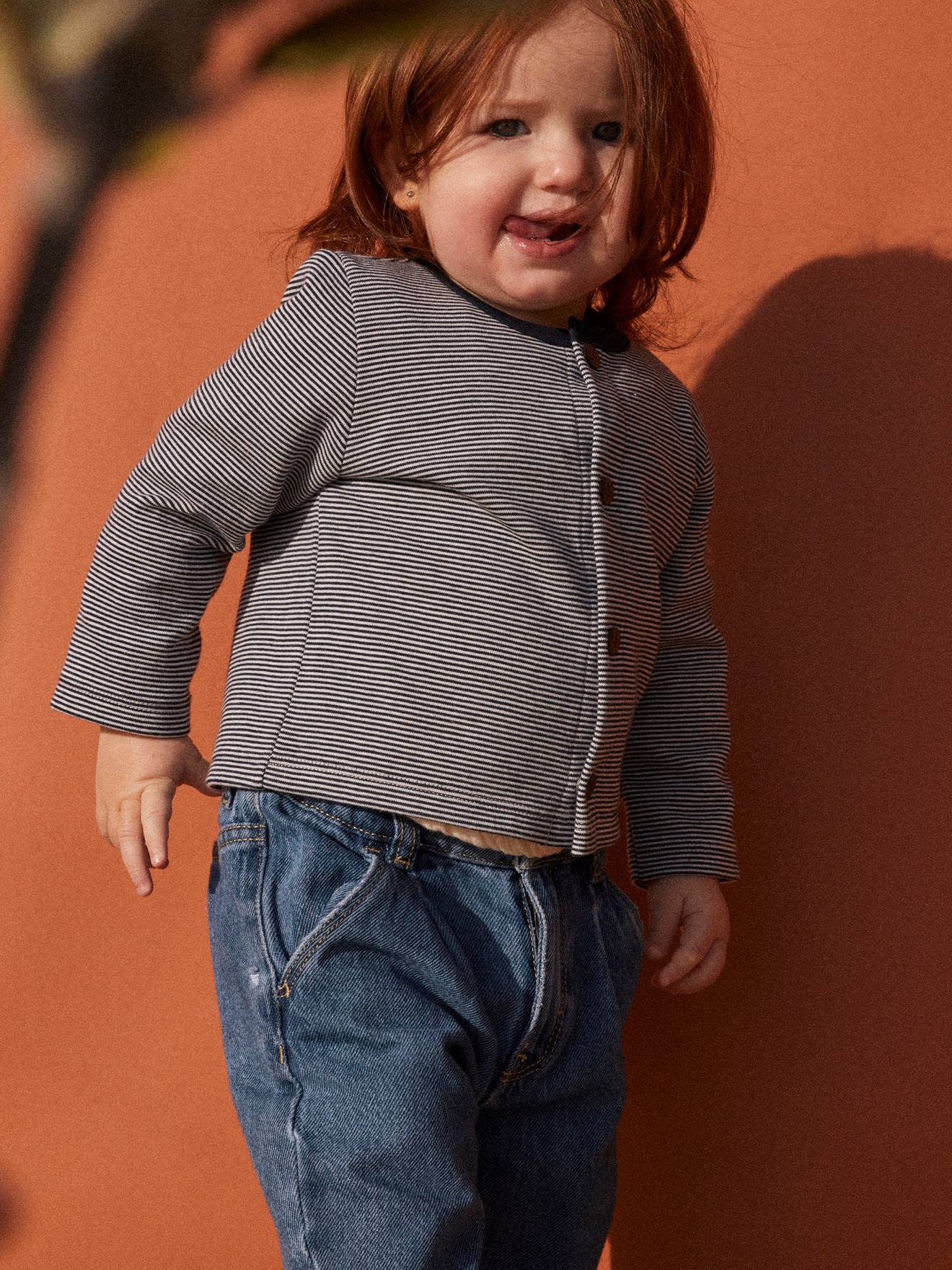 Cardigan bébé rayé milleraies en jersey épais
