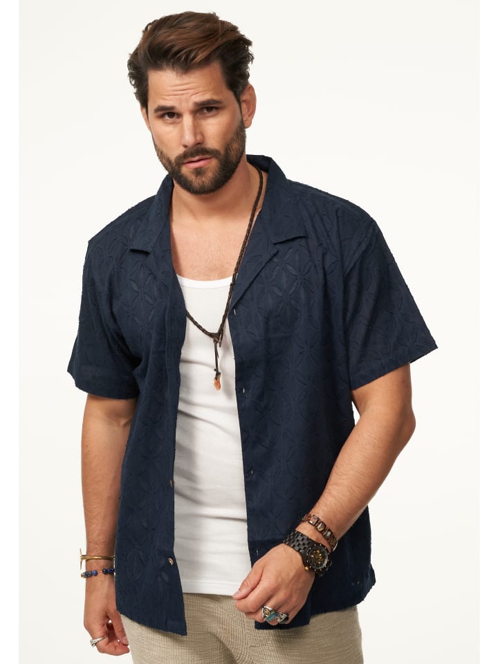 SOULSTAR Kurzarmhemd - im Vintage Summer-Look Kurzarm Strick Polo-Hemd T-Shirt in Navy günstig kaufen