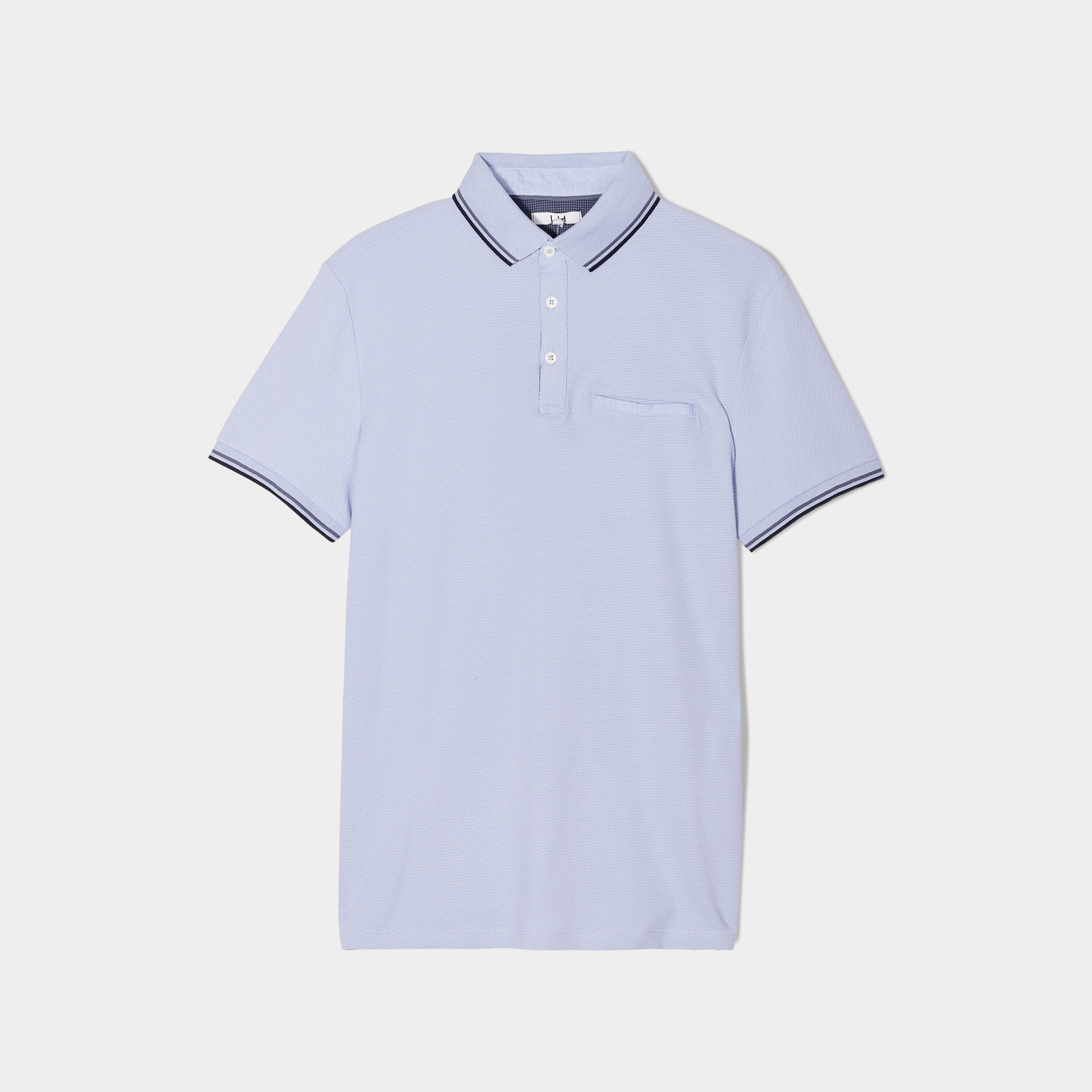 Polo manches courtes 1 poche coton bleu ciel homme | La Halle