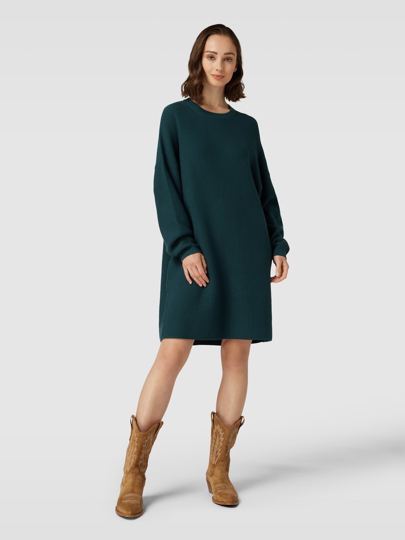 Strickkleid aus Baumwolle mit Rundhalsausschnitt in dunkelgrün