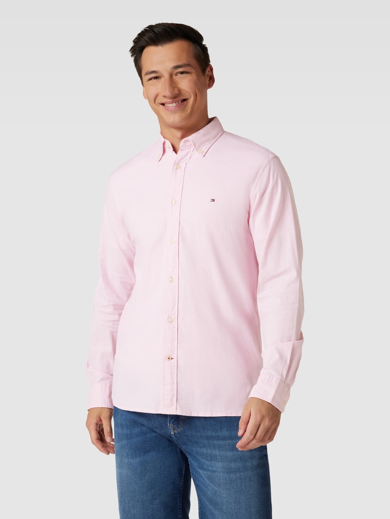 Freizeithemd mit Label-Stitching in rosa