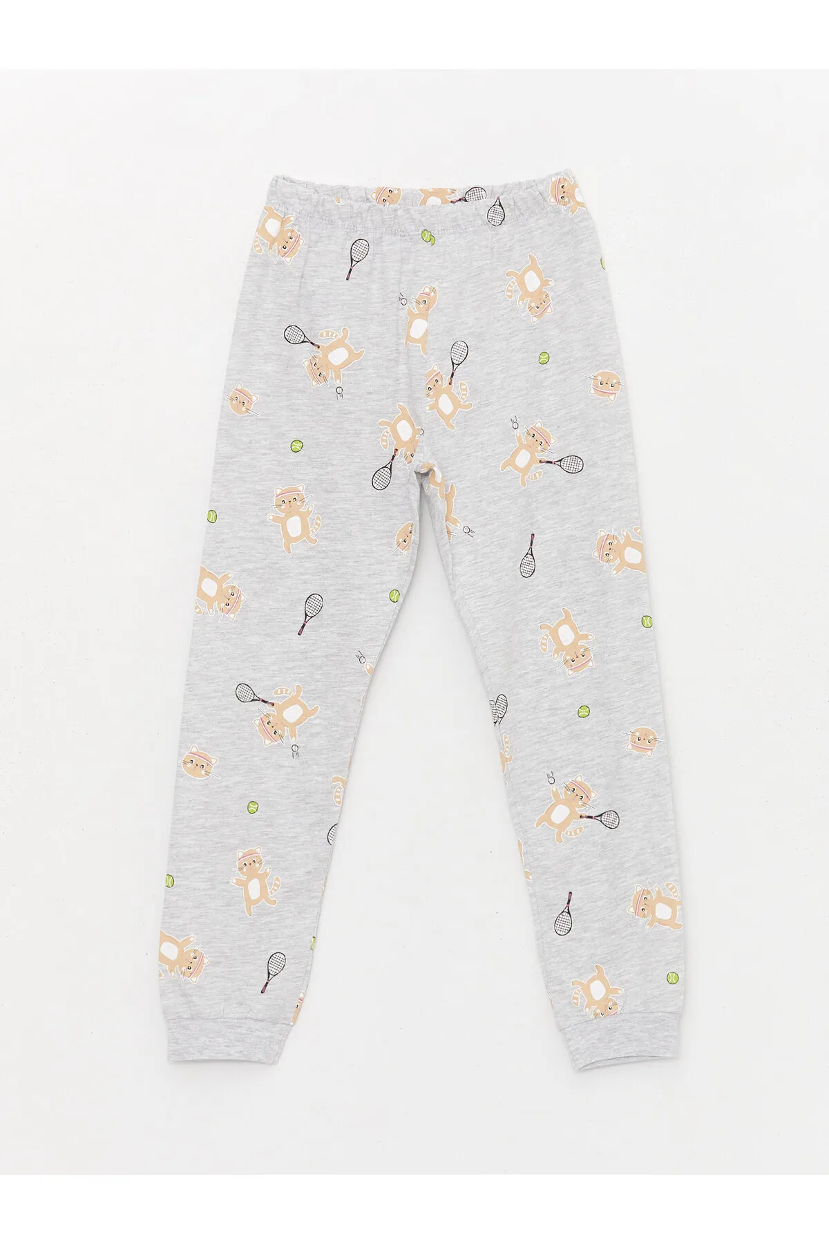 LC Waikiki  Bedrucktes Langarm-Pyjama-Set für Mädchen mit Rundhalsausschnitt