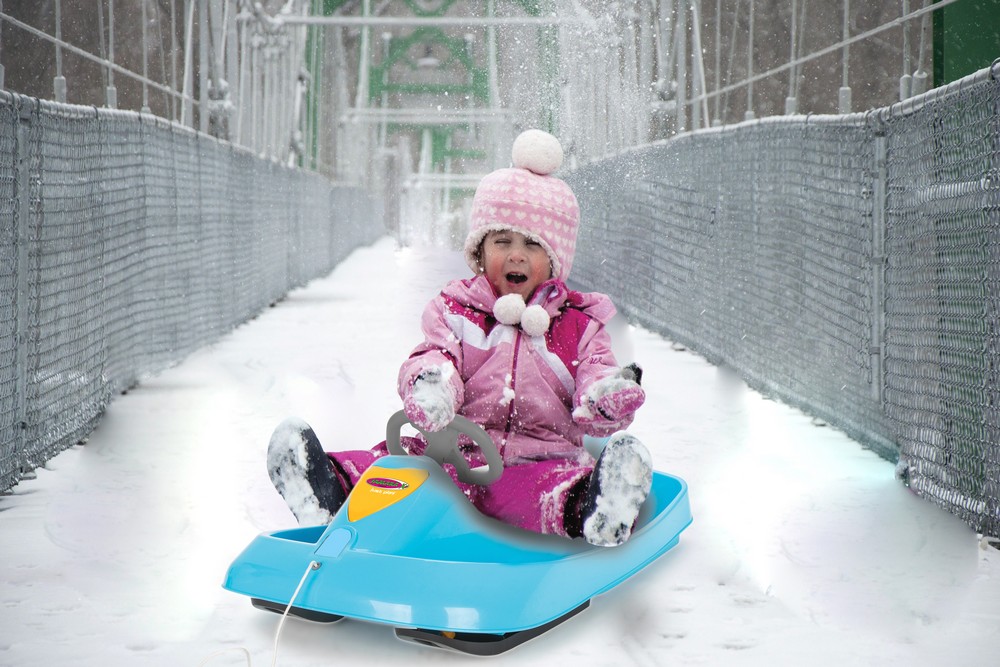Jamara e.K. JAMARA-461101-Snow Play Bob Ralley 100 cm blau mit Lenkrad