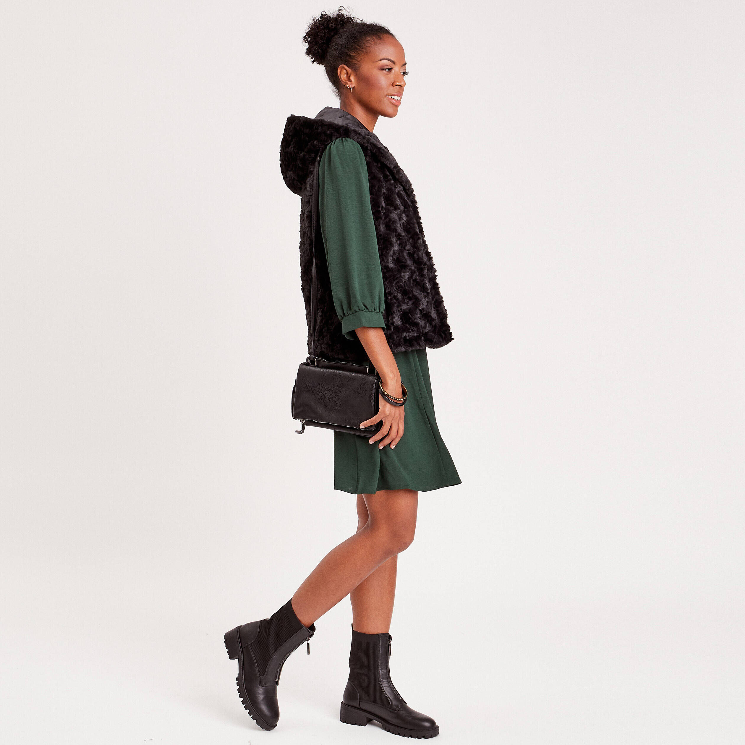 Robe patineuse fluide vert femme | Cache Cache