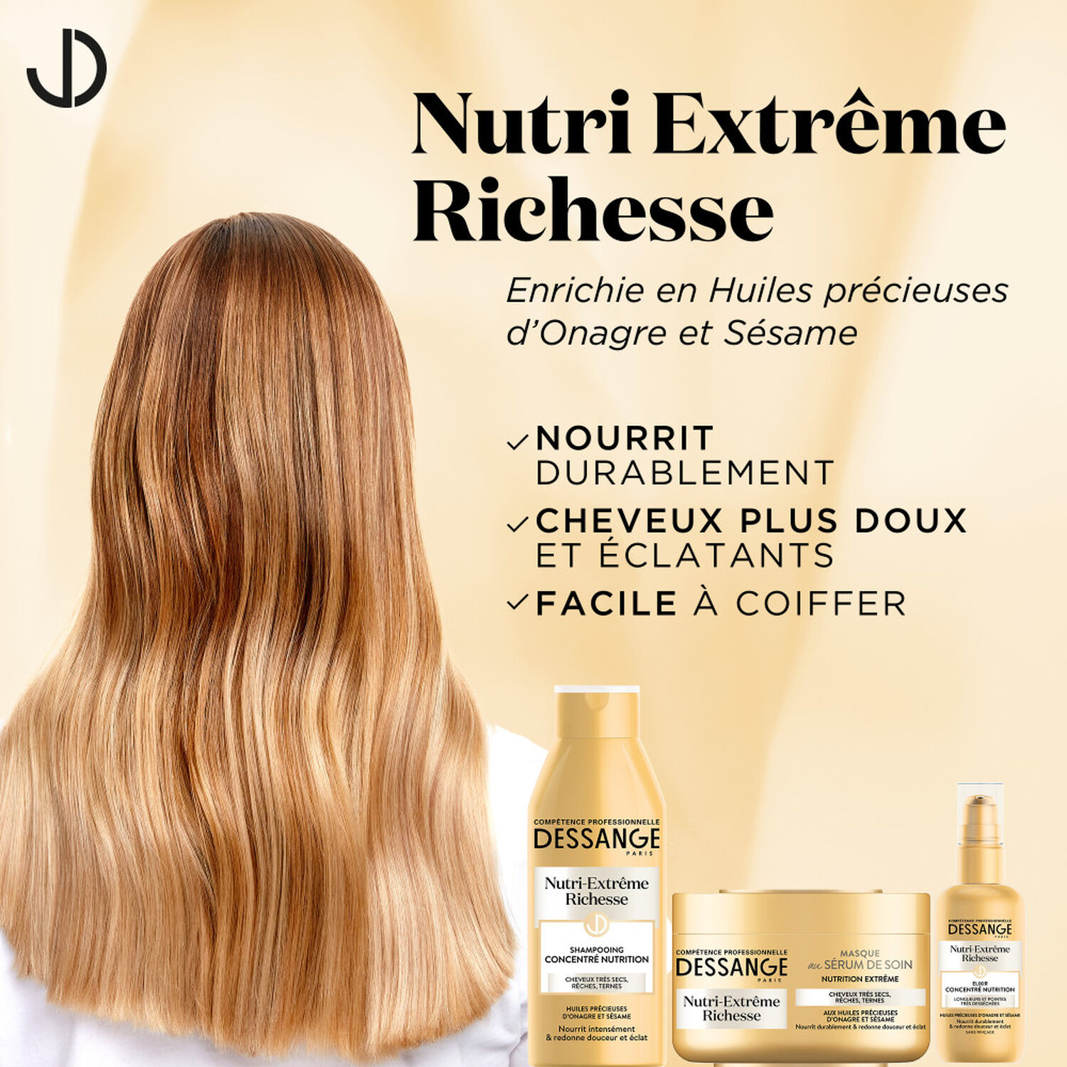 Dessange Nutri-Extrême Richesse Shampooing Concentré Nutrition Huile d'Onagre & Sésame