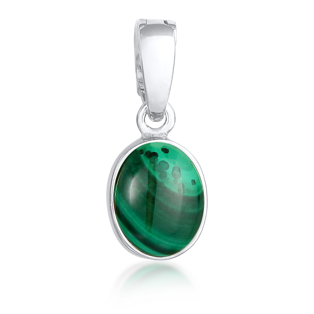Nenalina Nenalina Pendentif Elégant cabochon ovale en pierre précieuse malachite pour dame Pendentif
