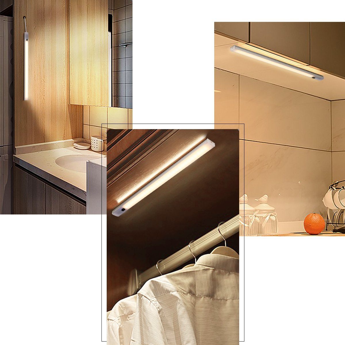 iscooter LED Unterbauleuchte Küchenlampe Schranklicht Nachtlicht mit Hand Bewegungssensor, 230V, LED fest integriert, Warmweiß, Kaltweiß, LED Unterbauleuchte, LED Sensor Licht Schrankleuchten, Für Schrank