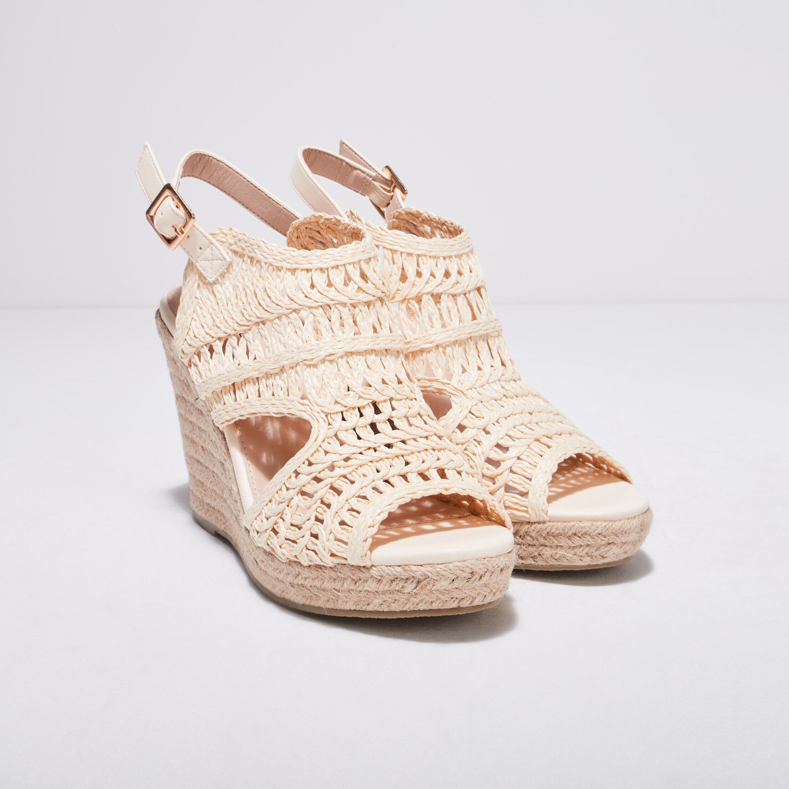 Sandales avec talons compensés ivoire femme | Cache Cache