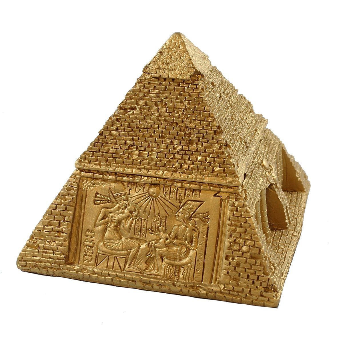colourliving Schmuckkasten Dekofigur Pyramide Schmuckschatulle Schmuck Aufbewahrung Ägypten, detailreich verarbeitet, handbemalt, möbelschonende Filzuntersetzer