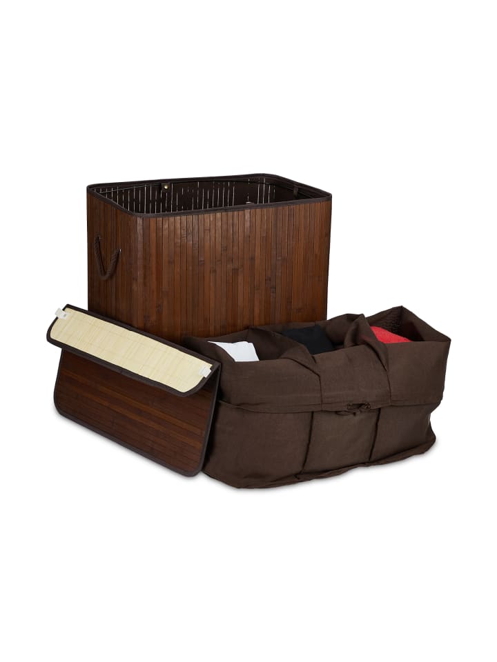 relaxdays Wäschekorb in Braun - (B)62,5 x (H)62 x (T)42,5 cm günstig kaufen onesize