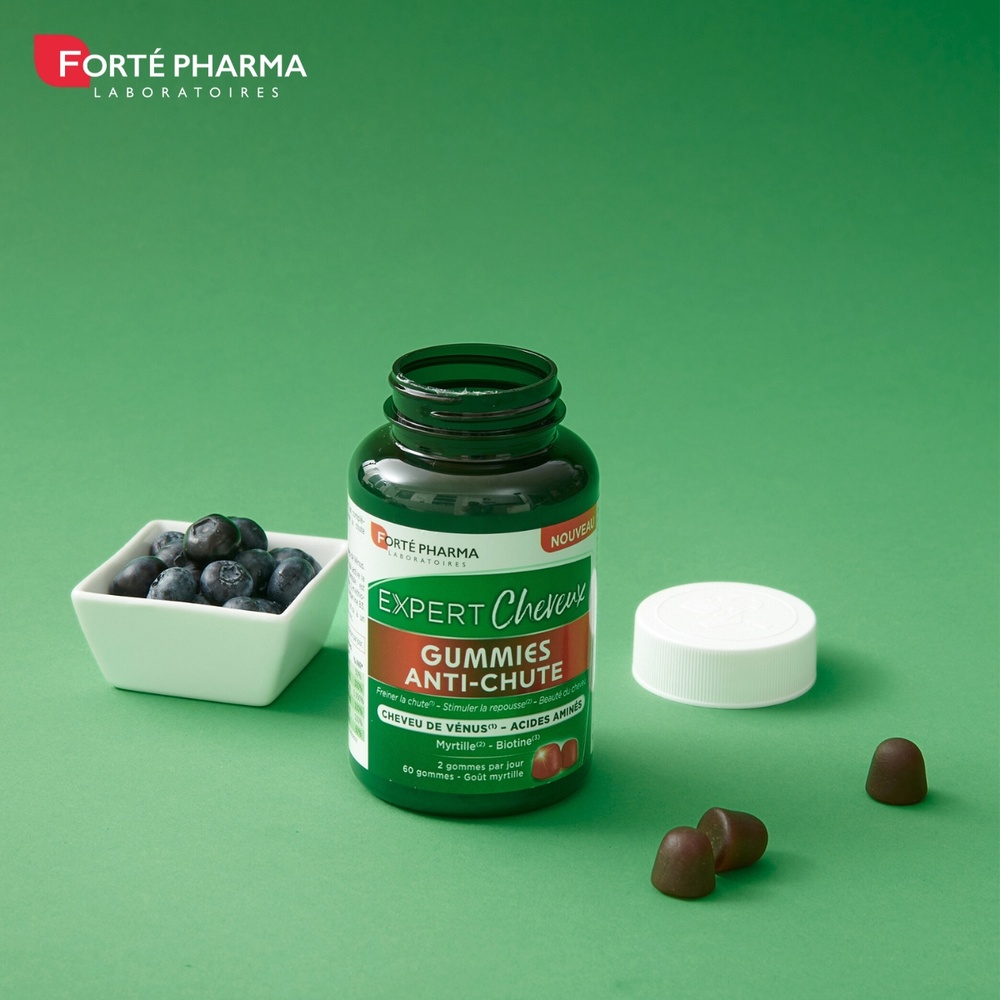 FORTE PHARMA Expert Cheveux Gummies Anti Chute - Gummies Chute de Cheveux - Biotine Complément alimentaire anti-chute de cheveux en gummies