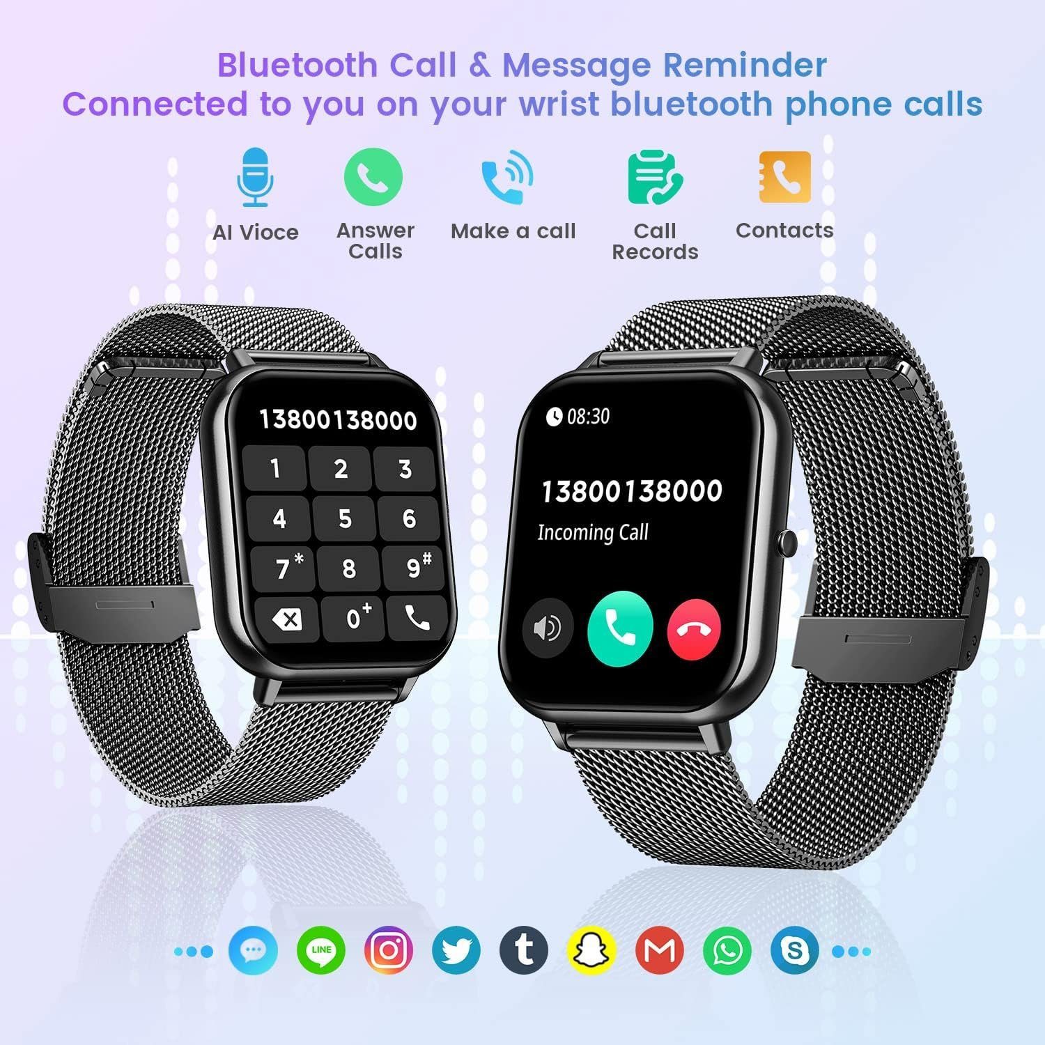 IBETTER Smartwatch, Damen Herren Smartwatch, Fitness Tracker Uhr Smartwatch (Fitnessuhr mit Telefonfunktion 1,69