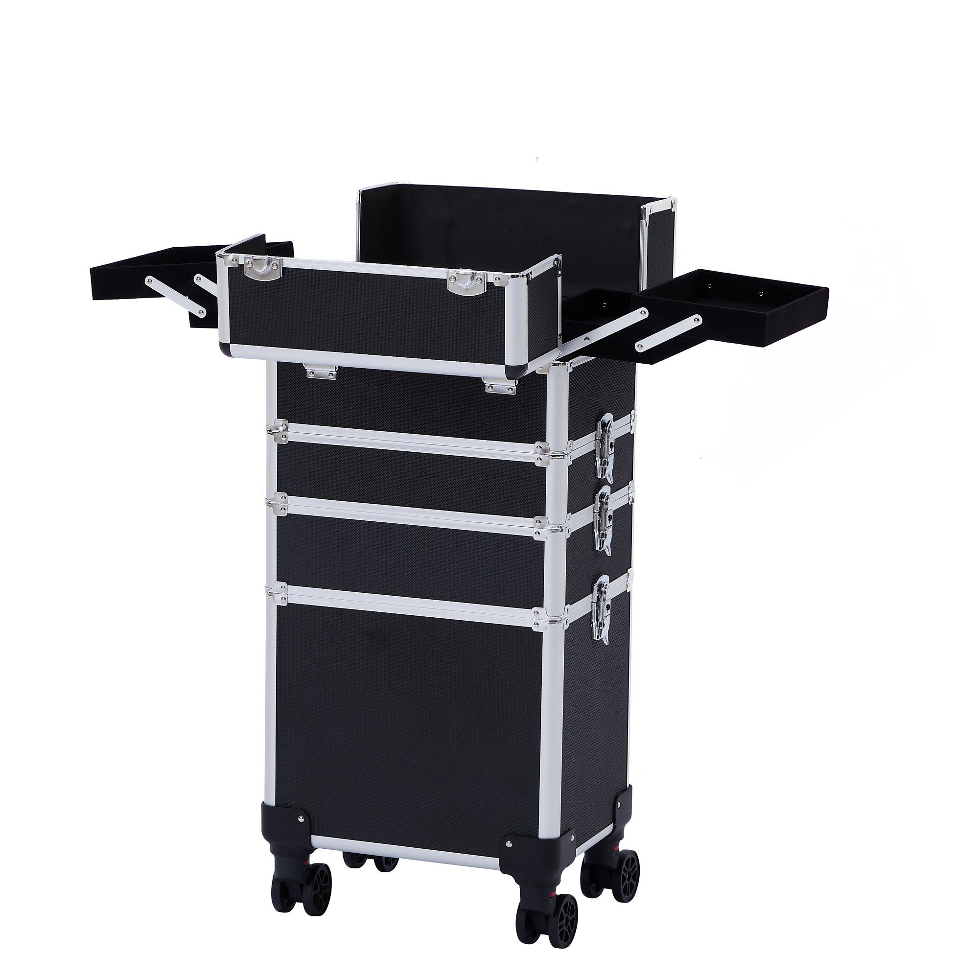 Arebos Kosmetik-Koffer 4-in-1 Kosmetikkoffer, 4 Fächer & 1 Schublade, Set