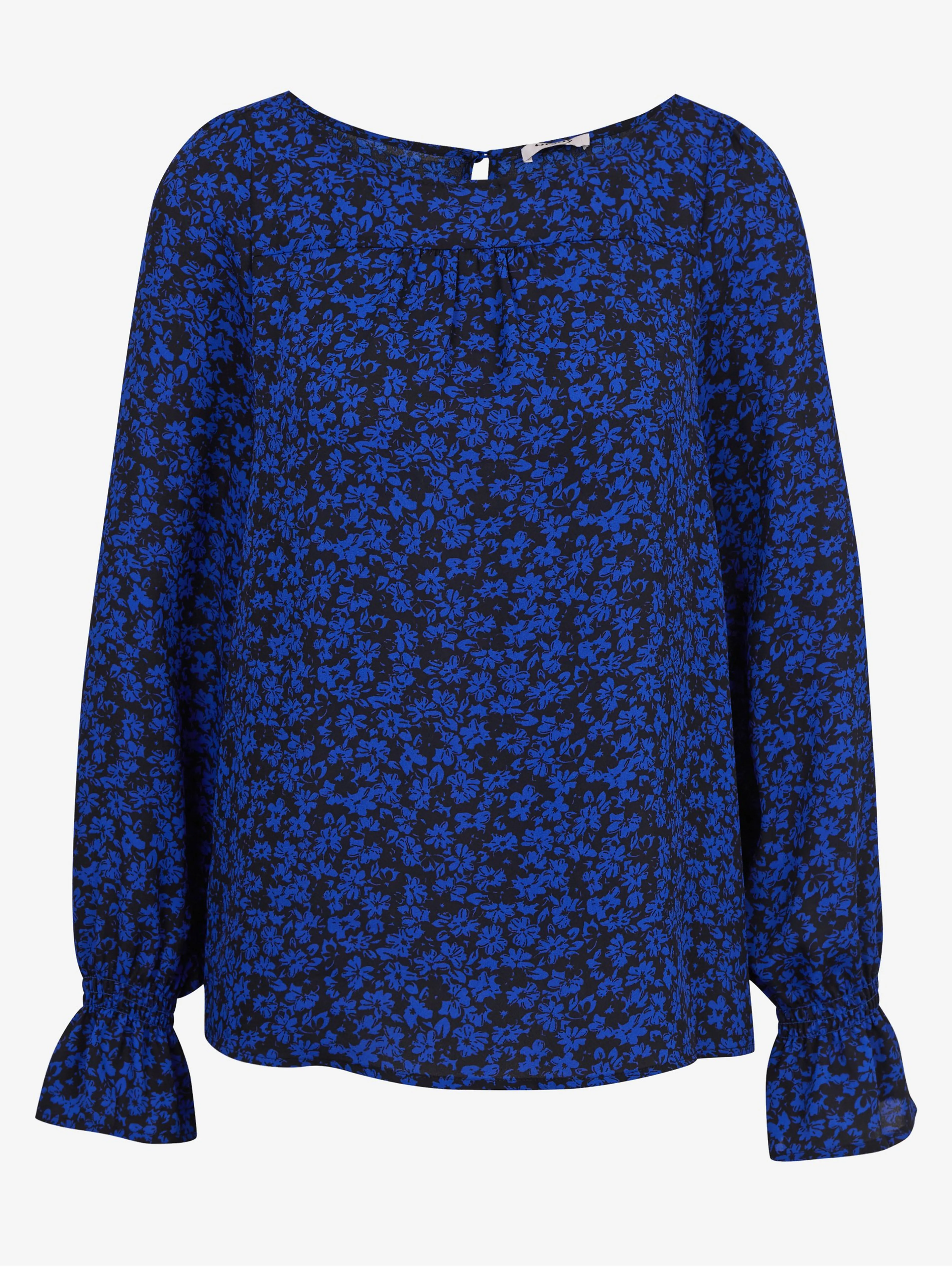 Schwarz-blaue geblümte Bluse ORSAY
