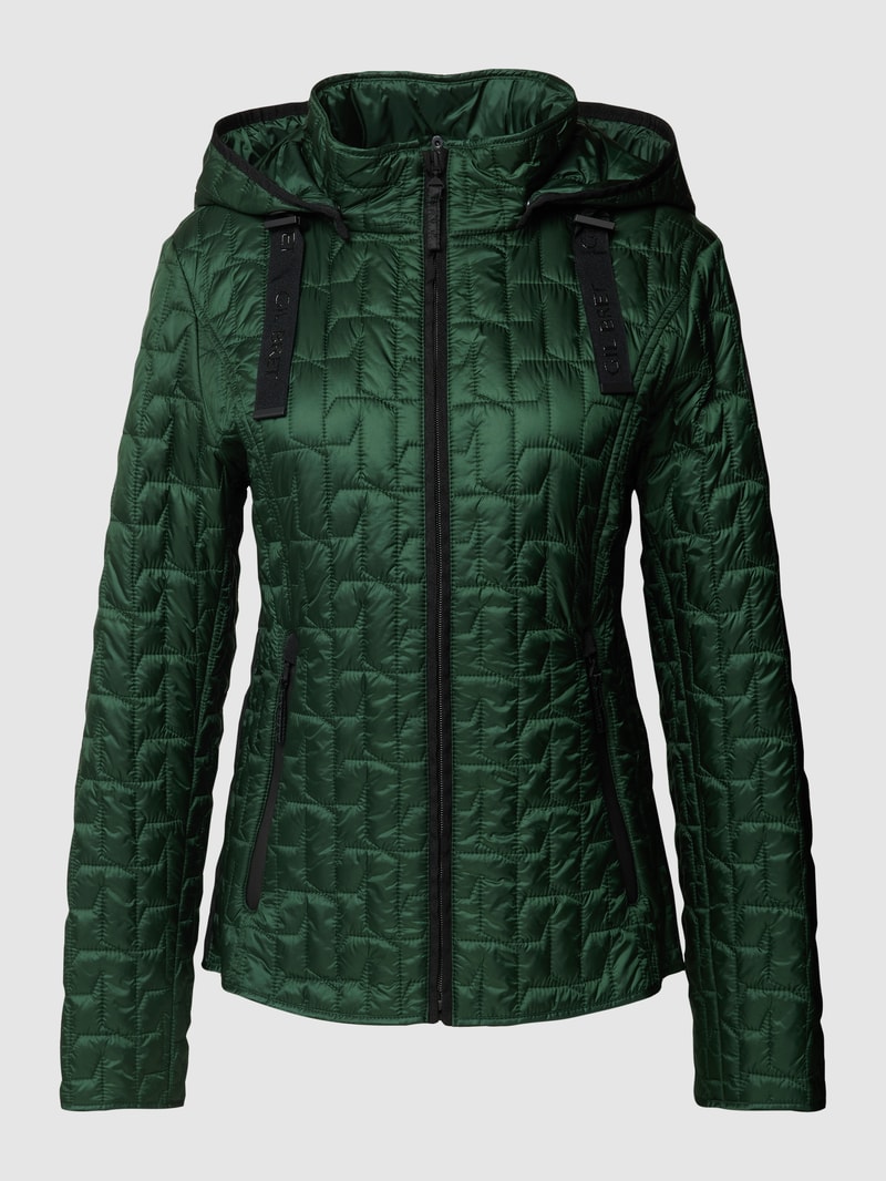 Steppjacke mit Strukturmuster in dunkelgrün