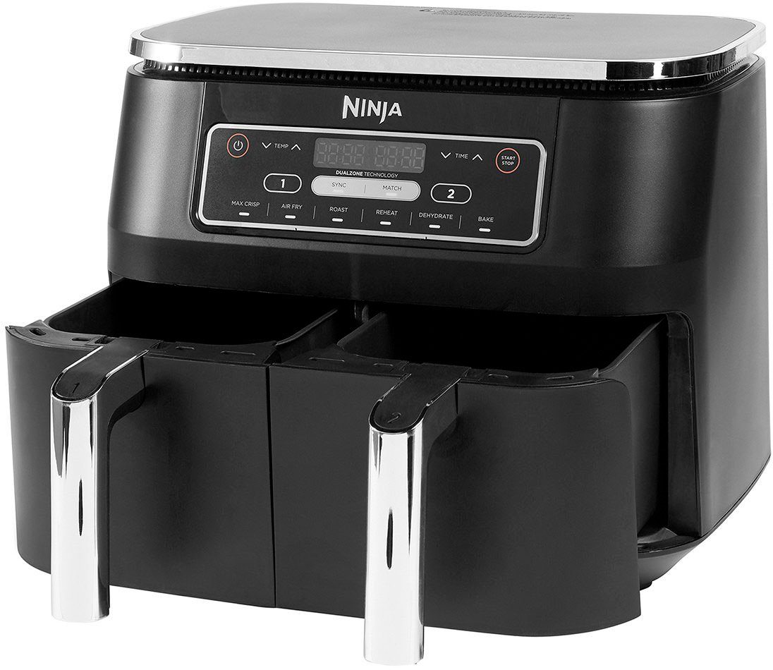 NINJA Heißluftfritteuse Foodi Dual Zone AF300EU, 2400 W, je 0,9 kg Kapazität incl. 2x Knusperblech