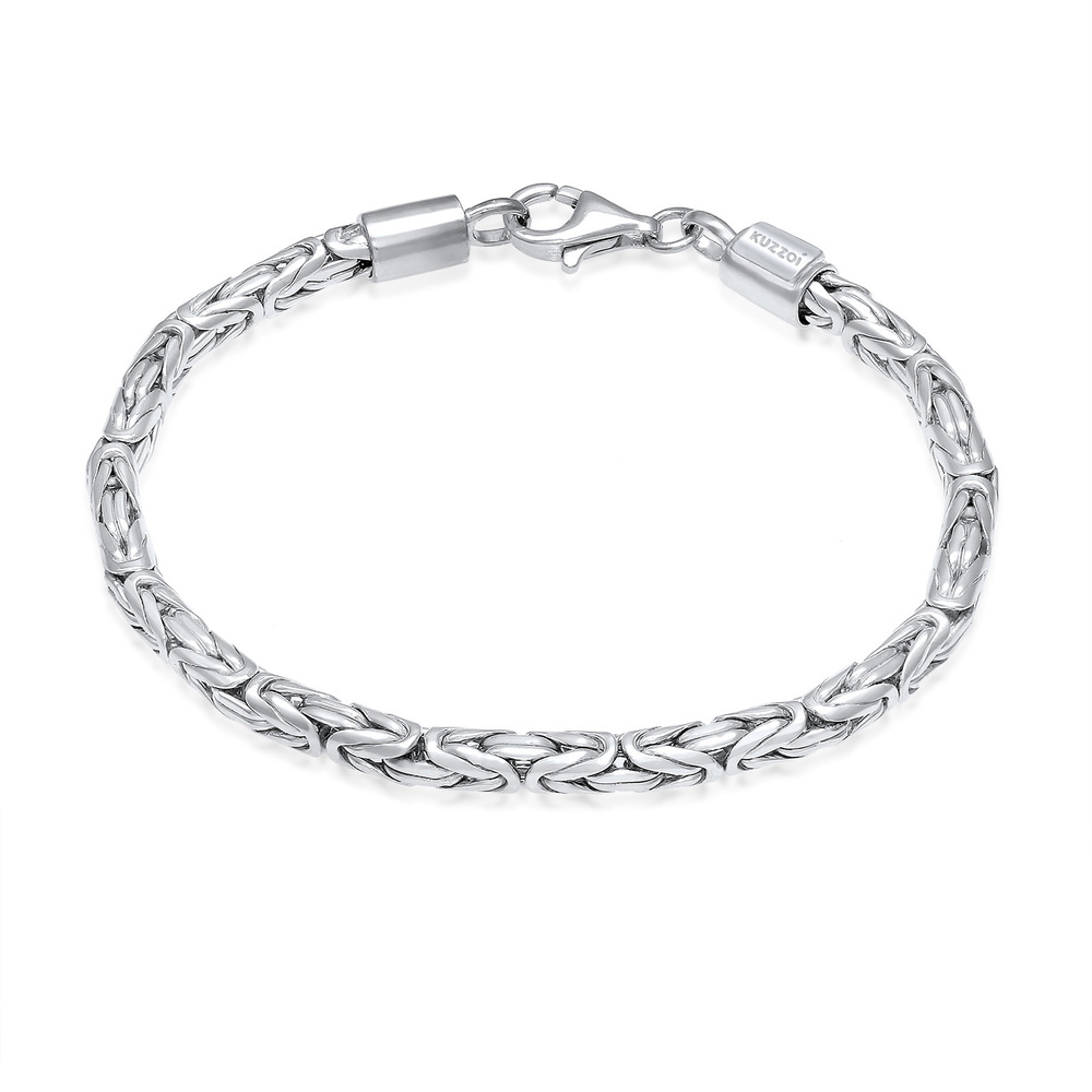 KUZZOI KUZZOI Bracelet Chaîne de base pour hommes en plaqué or 925 en argent sterling Bracelet