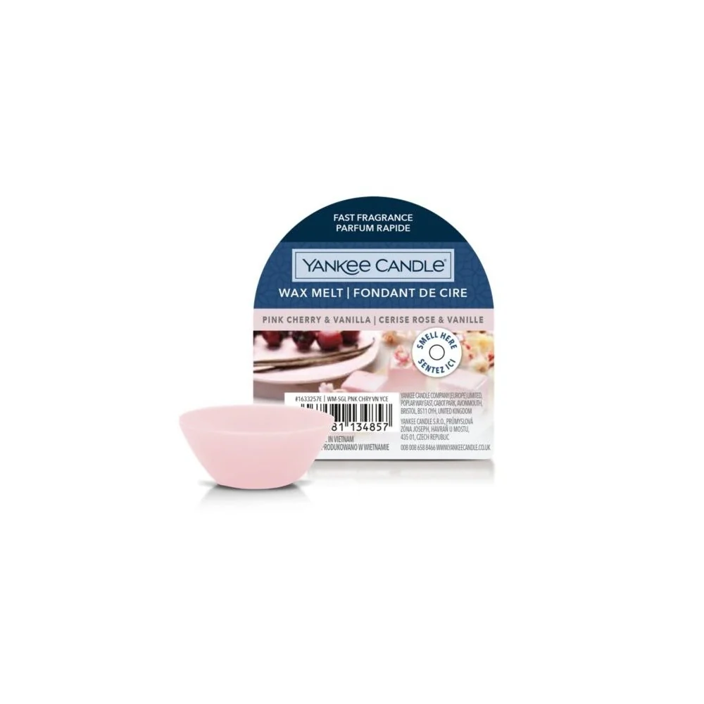 Vela aromática de cera perfumada con aroma a cereza rosa y vainilla