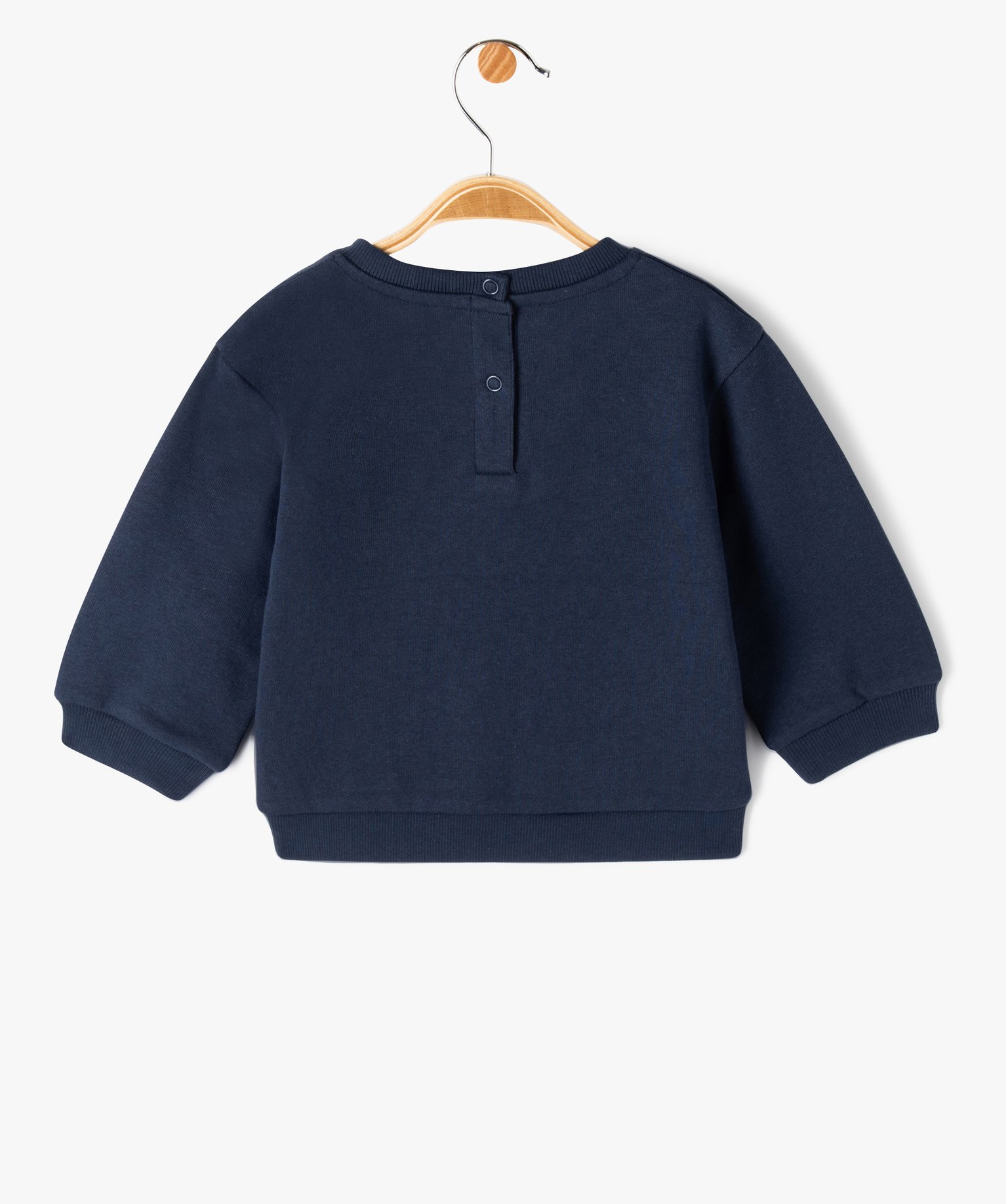 Sweat molletonné avec motifs et message bébé fille marine | GEMO