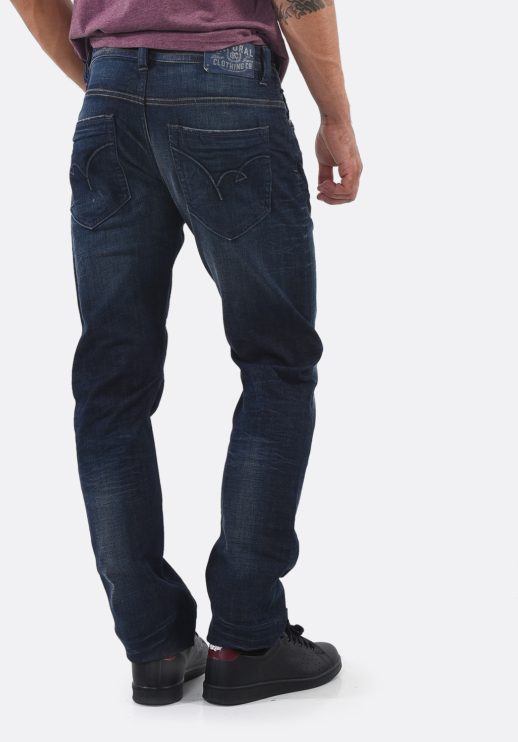BROZZ  Jean coupe straight bleu délavé homme