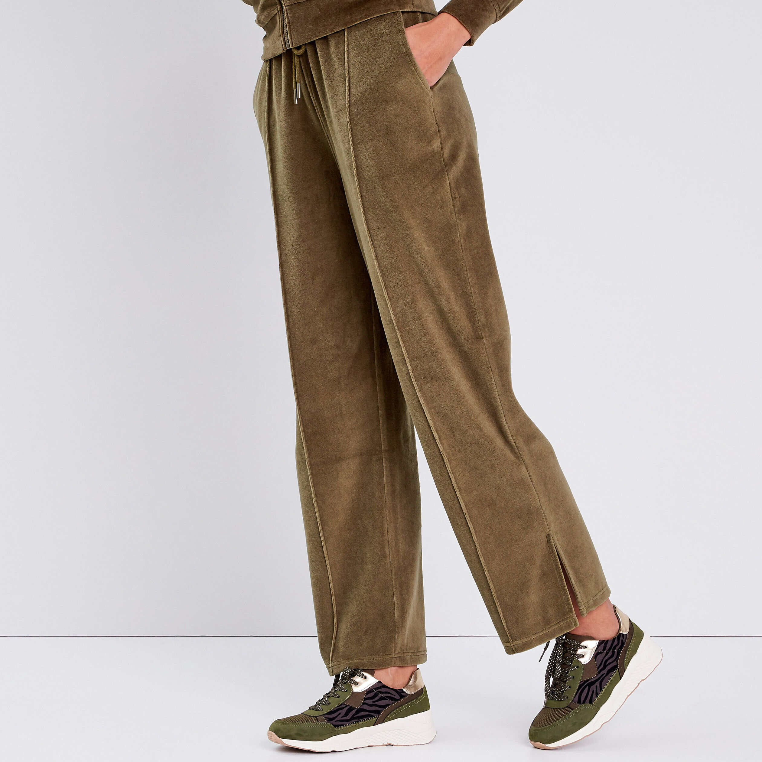 Pantalon jogging droit vert kaki femme | Cache Cache