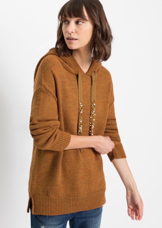 Strickpullover mit Kapuze