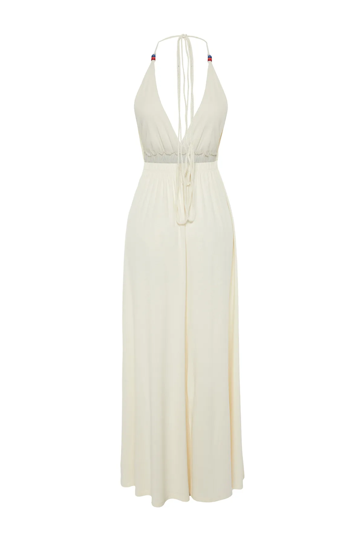 Trendyol Collection  Braut-Strandkleid mit Maxi-Strickperlen-Accessoire in Ecru TBESS21EL2796