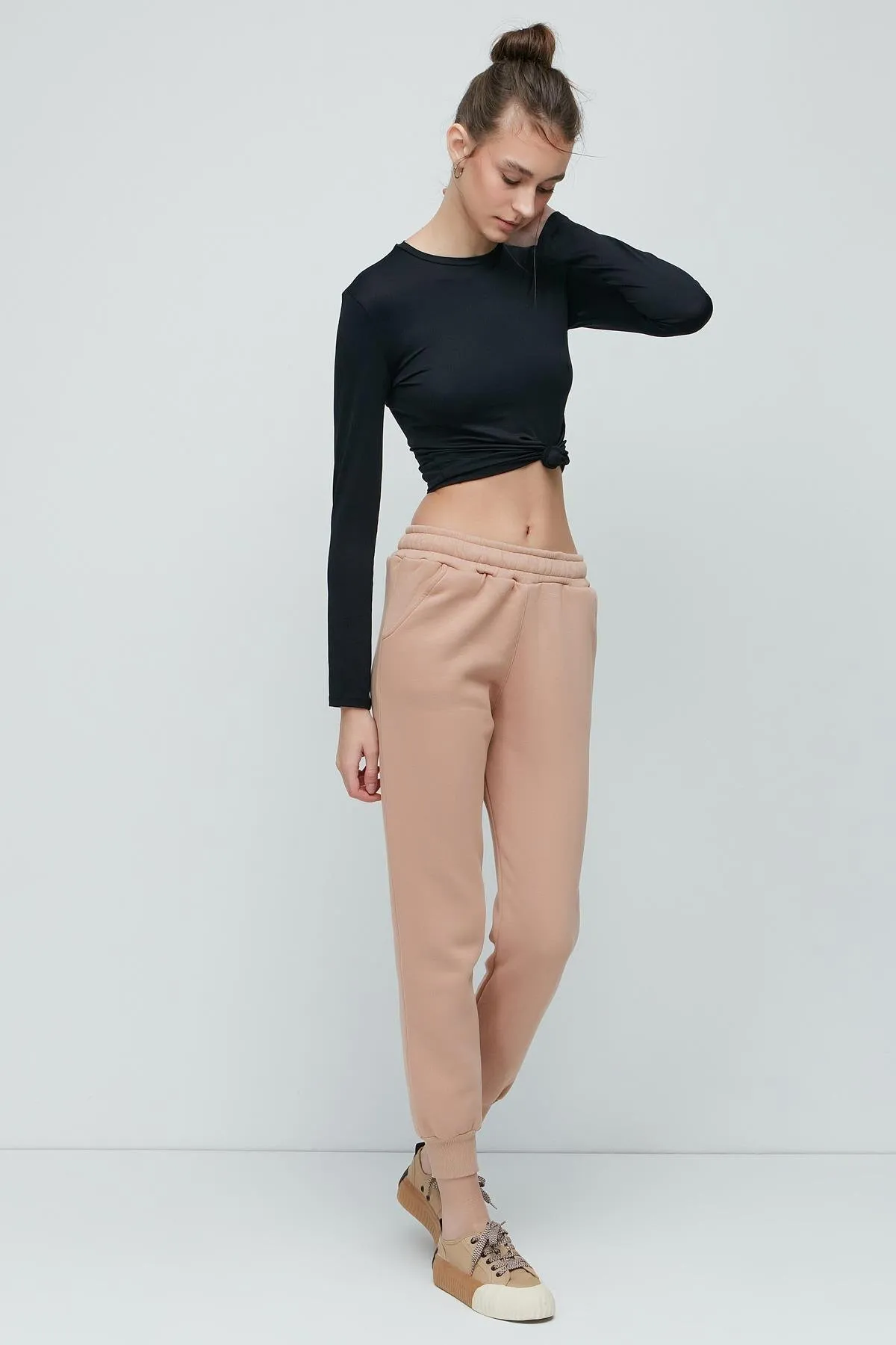C&City  Jogginghose mit Bündchen am Bein 903 Creme