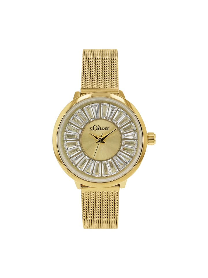 s.Oliver Quarzuhr Edelstahl, Alloy in Gold günstig kaufen