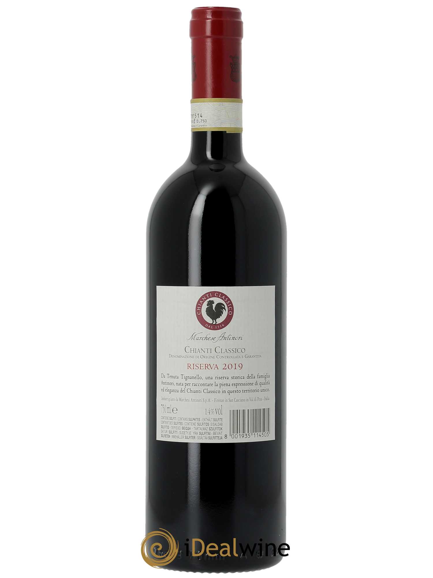 Chianti Classico DOCG Riserva Tenuta Tignanello - Antinori  2019 - Lot de 1 Bouteille