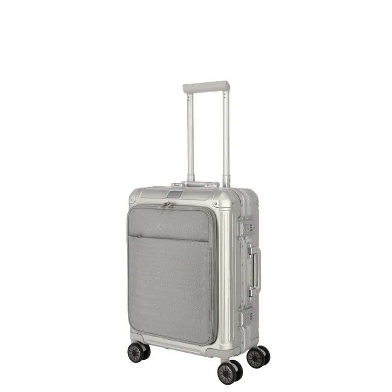 Travelite NEXT Trolley S mit Vortasche 4 Rollen (55cm) - Silber