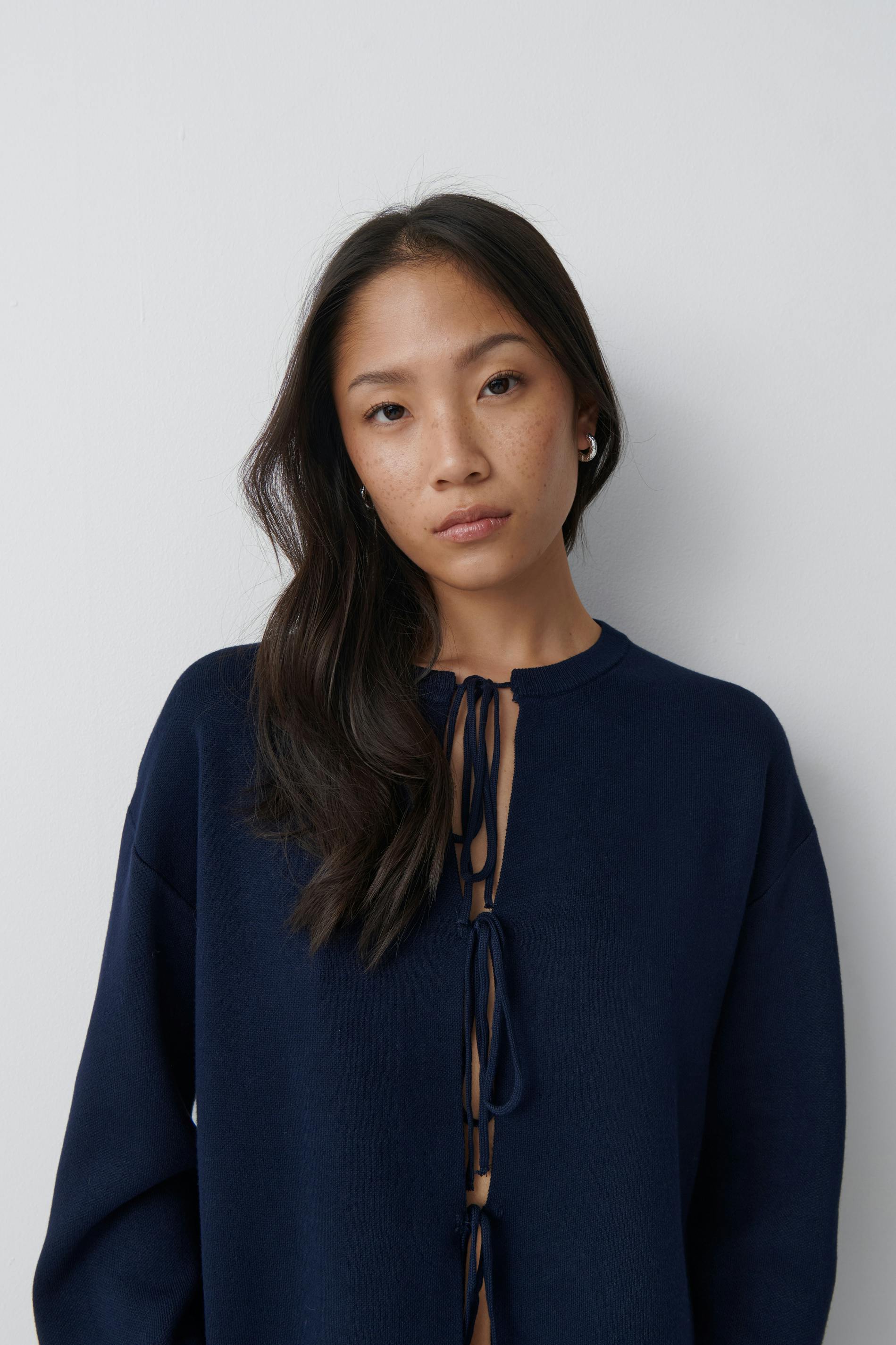 Knitted tie cardigan