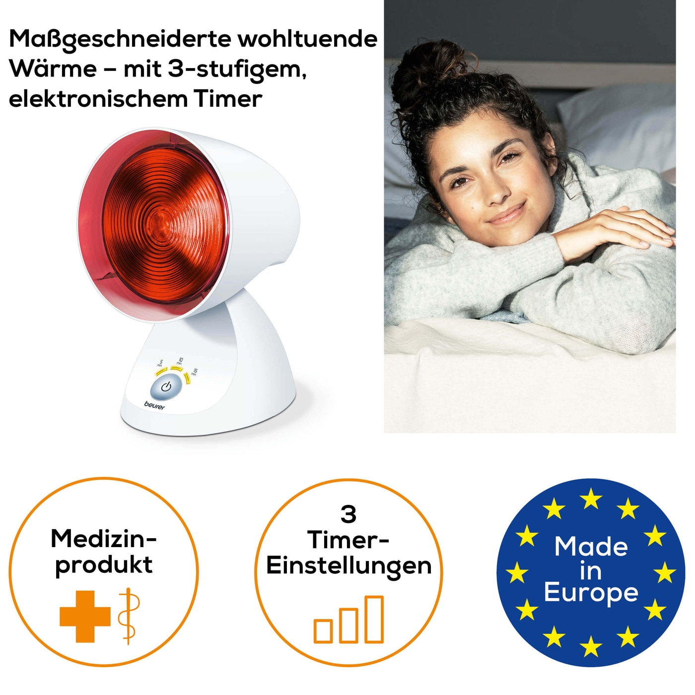 Beurer Infrarotlampe IL 35-Infrarotlampe mit Timer & Abschaltautomatik bei Erkältung & Verspannung
