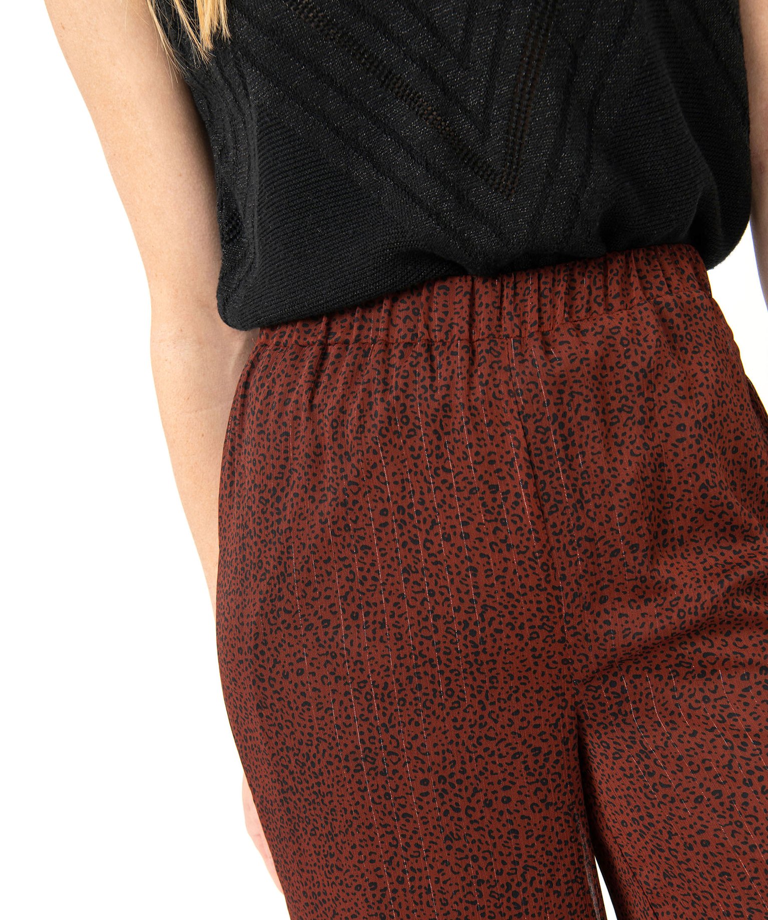 Pantacourt à motifs tachetés et rayures pailletées femme marron | GEMO