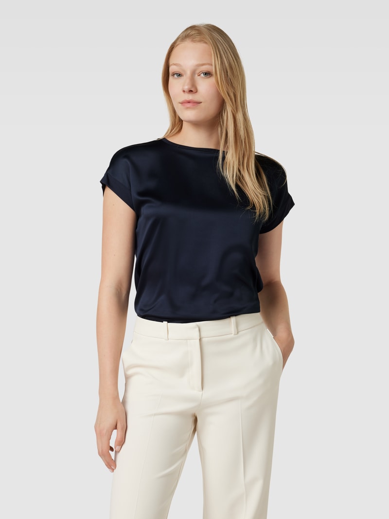 T-Shirt in Satin-Optik in dunkelblau