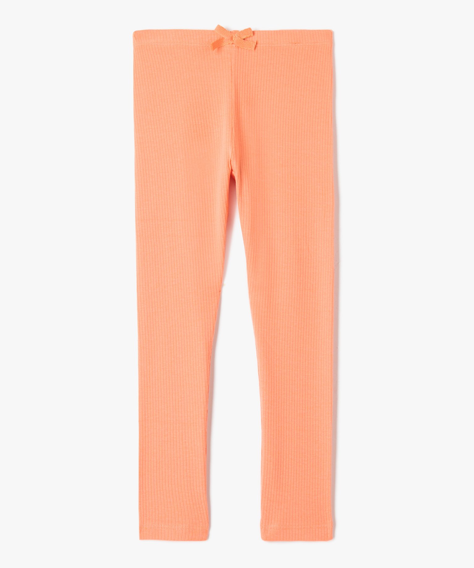 Legging fille à ctes et n?ud pailleté à la taille rose | GEMO