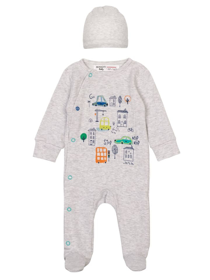 Minoti 2tlg. Outfit: Schlafoverall Transport 7 in grau günstig kaufen