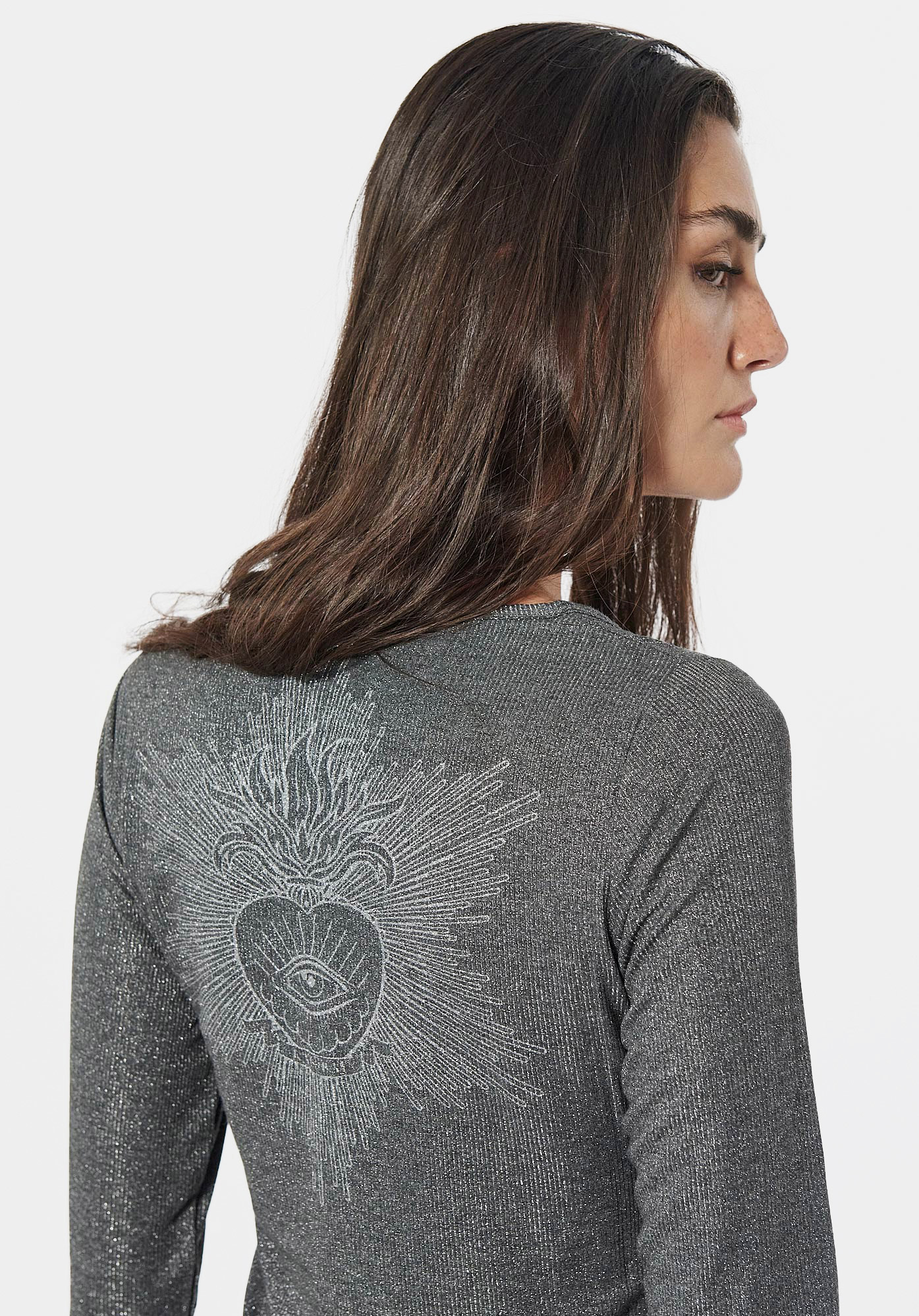 FERGY  T-shirt gris pailleté Femme