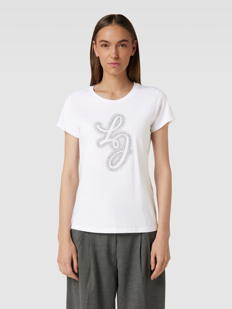 T-Shirt mit Ziersteinbesatz in weiss